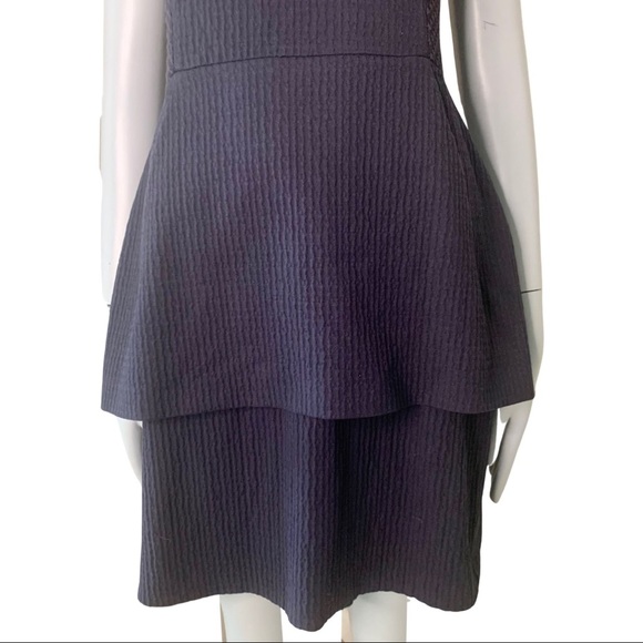 O’2ND Peplum Embroidered Sheer Sleeveless Blue Dress Size 8 - Picture 5 of 15